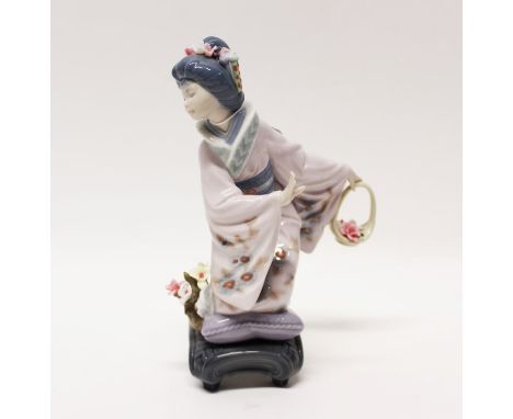 Lladro porcelain figure of a Japanese Geisha girl picking flowers, entitled - Michico, boxed CONDITION REPORT perfect conditi