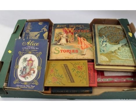 Books - two boxes of children's and illustrated books - Aunt Louisa's Book of Wonder Stories, J. M. Barrie, Quality Street, i