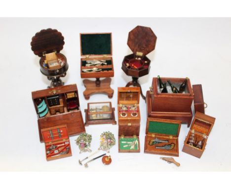 Dolls' house furniture - good quality miniature reproduction items, some signed - J. Davenport, well-made boxes with contents