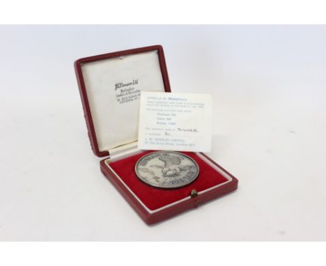 Limited edition Apollo 11 hallmarked silver medallion commemorating The First Landing on the Moon in July 1969, with certific