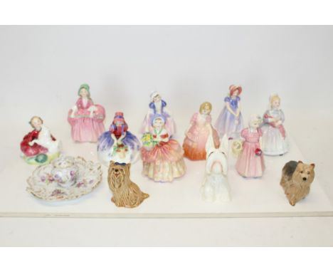 Nine Royal Doulton figures - Bo-Peep HN1811, Cissie HN1809, Dinky Do HN1678, Home Again HN2167, The Rag Doll HN2142, Tinkle B