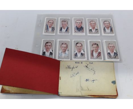 Cricket autographs in small album - including Essex XI 1948 Trevor Bailey, R. Horsfall, Ray Smith, also Jean Metcalfe, etc, p