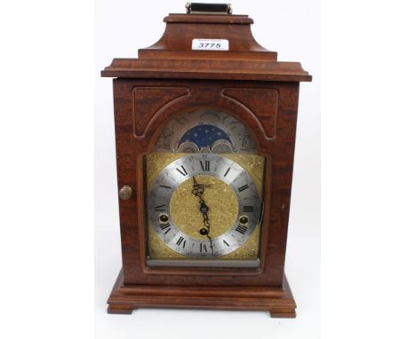 Georgian-style German bracket clock with striking and chiming movement, in mahogany-finished case