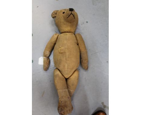 Teddy Bears - two much-loved vintage teddies - both with stitched snouts and small humps