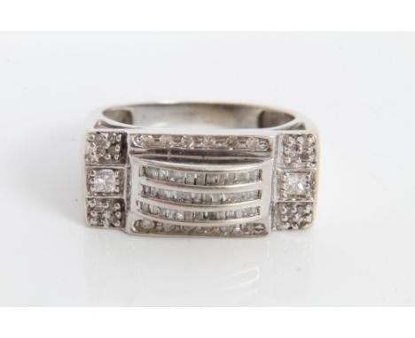 Art Deco-style white gold (9ct) diamond set dress ring, approximately 0.80 carats in total.  Ring size R CONDITION REPORT Tot