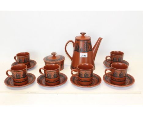 Scottie Wilson for Royal Worcester tea set with animal decoration (14 pieces)