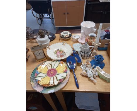 QUANTITY OF CHINA &amp; ENAMEL HAIR BRUSHES PLUS A  PORTMEIRION JUG