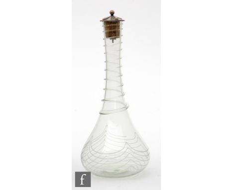 An early 20th Century James Powell &amp; Sons (Whitefriars) decanter designed by Harry Powell, of ovoid form and decorated wi