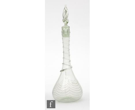 An early 20th Century James Powell &amp; Sons (Whitefriars) decanter designed by Harry Powell, of ovoid form and decorated wi