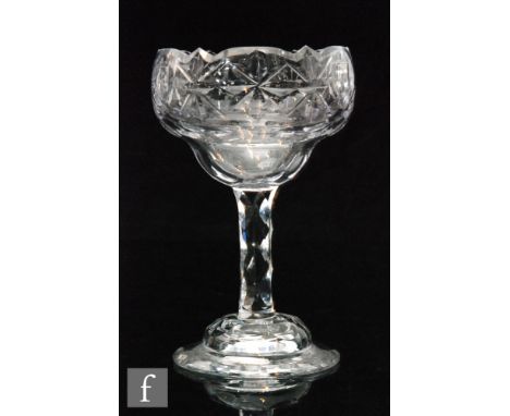 An 18th Century sweetmeat dish circa 1790, the large ogee bowl with decorative cut rim above star and oval printie decoration
