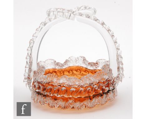 A late 19th Century Stuart &amp; Sons posy basket of circular form decorated with a deep clear crystal frill rim over the rub