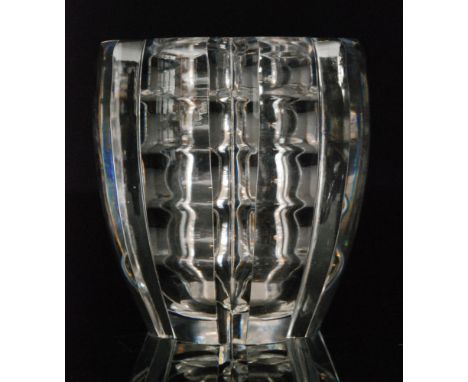 An Edvin Ohrstrom for Orrefors small clear crystal vase, 1937, of ovoid form internally optic moulded and externally cut and 