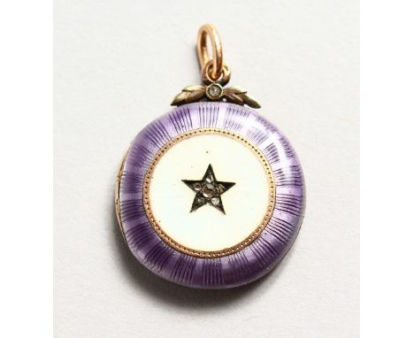 A VERY GOOD RUSSIAN ENAMEL CIRCULAR PENDANT, set with a diamond.
