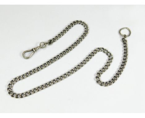 WATCH CHAIN. A silver curb link watch chain. Length 53cm.Please note that all items in this auction are previously owned & ar