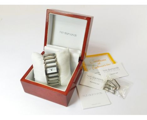 HOT DIAMONDS. A lady's stainless steel Hot Diamonds modern wristwatch with diamond set dial. Documents, spare links & origina