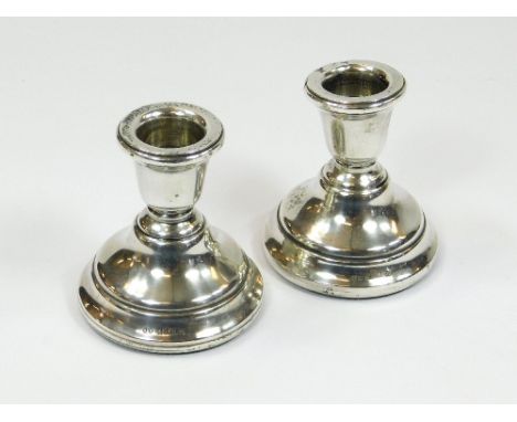 DWARF CANDLESTICKS. A pair of silver dwarf candlesticks. Birmingham 1970. Please note that all items in this auction are prev