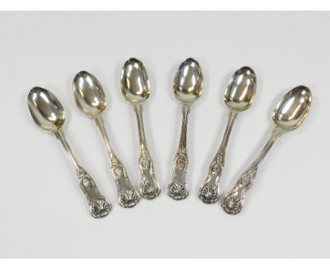 SILVER TEASPOONS. A matched set of six Kings's pattern teaspoons. Three dated London 1832, three dated dated London 1838, eac