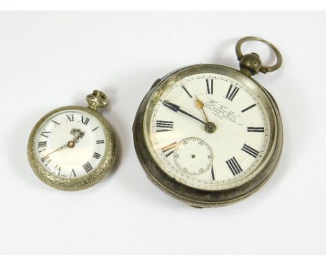 POCKET WATCH ETC. A Victorian silver cased, key-wind pocket watch 'The Franklin' & a small white metal fob watch.All watches 