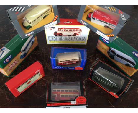 Seventeen Corgi packagedmodel vehicles including nine Bedford OB coaches, four AEC Regal coaches. Together with nine Exclusiv