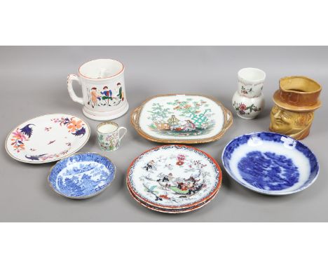 A quantity of pottery and china including Worcester Flight Barr and Barr.