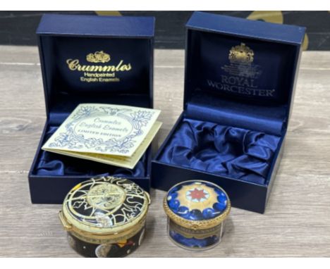 A Royal Worcester ‘The Millennium 2000 AD’ Trinket &amp; limited edition English painted enamel box by Crummles, both with or