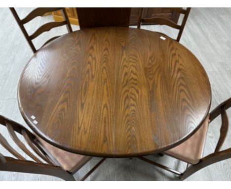 Modern dark Ercol extending dining table &amp; 4 chairs