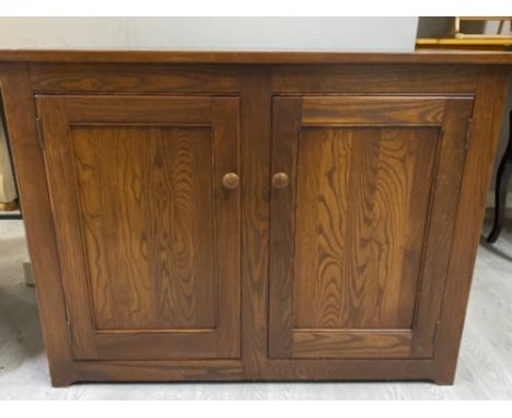 Dark Ercol double door cupboard, with twist handle lock- 103x48.5cm, Height 86cm