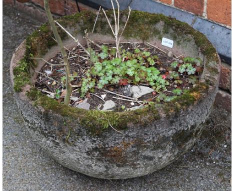 A low circular garden planter 