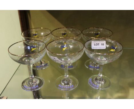 Six vintage collectible Babycham glasses 