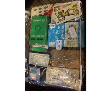 A collection of various tarot cards and books thereon, many from BP Grimaud of Paris 
