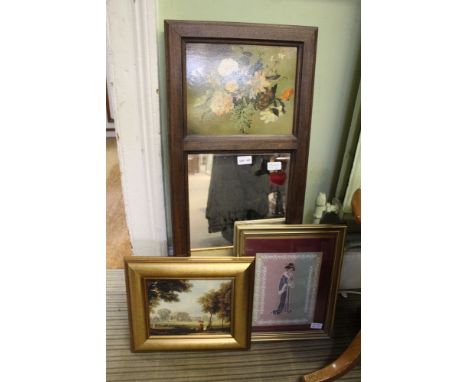 Three decorative wallhangings, one with mirror plate panel 
