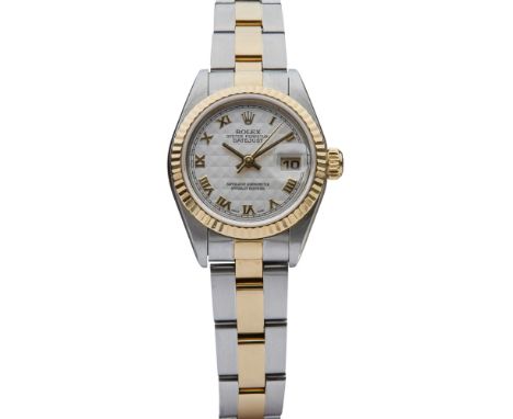 ROLEX - A lady's 18ct gold and stainless steel wrist watchOyster Perpetual Datejust, Ref. 16613, Serial no. A822719, facetted