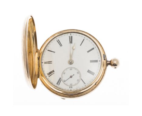 H WILLIAM LONDON - A gentleman's 18ct gold pocket watchkey wind, full hunting cases, plain white enamel dial, movement signed