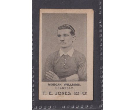 Cigarette card, T E Jones, Welsh Rugby Players, type card Morgan Williams Llanelly (small tape residual mark on plain back of