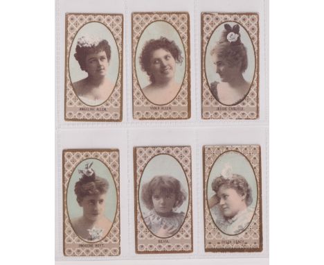 Cigarette cards, USA, Drummond Tobacco Co, Actresses (Portraits in Oval), six cards, Angeline Allen (no necklace), Viola Alle