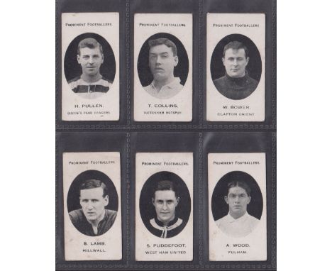 Cigarette cards, Taddy Prominent Footballers, London Mixture back, 6 cards Pullen QPR, Collins Tottenham, Bower Clapton, Lamb