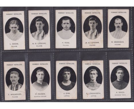 Cigarette cards, Taddy Prominent Footballers with Footnote, 32 cards various teams Fulham (6), Leyton (2), Chelsea (7), West 
