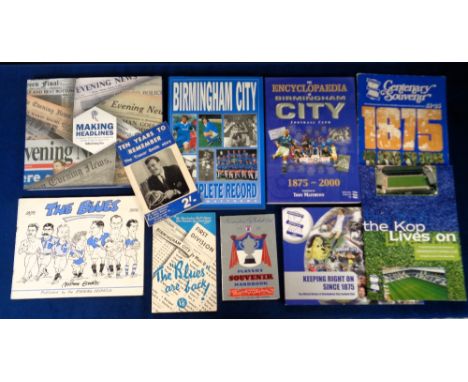 Birmingham City FC, a collection of 10 books and booklets inc. Players Souvenir Handbook 1956, 'Ten Years to Remember The Tre