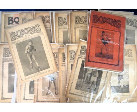 Boxing magazines, a collection of 70+ issues of 'Boxing' magazine with dates ranging between 1936 &amp; 1940, several with bo