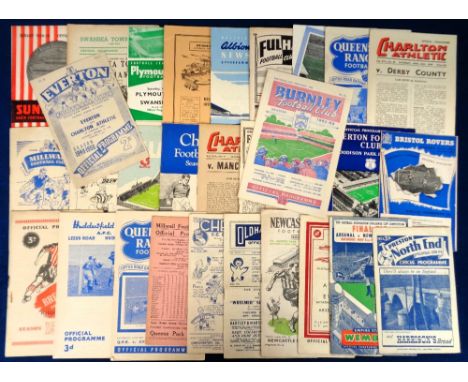 Football programmes, a collection of thirty 1940/50's programmes, a good selection inc. Everton v Charlton 49/50, QPR v Evert