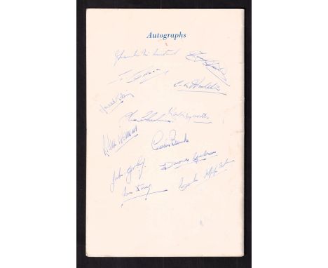 Football autographs, Leicester City, a Banquet Menu card celebrating Leicester City's appearance in the FAC Final 1963 from a