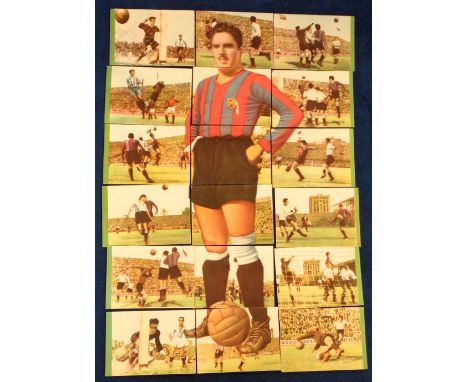Trade cards, Spain, Vencedor, Footballers, a collection of 18 cards which form a mosaic image of Barcelona player Martin (som