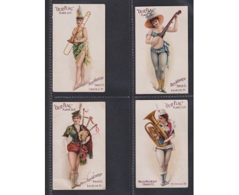 Cigarette cards, USA, Harry Weissinger Tobacco Co, Musical Instruments (Girls), 'X' size, 4 cards, ref. N286, pictures nos 7,