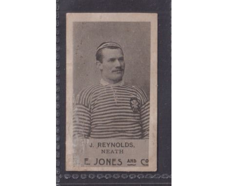 Cigarette card, T E Jones, Welsh Rugby Players, type card J Reynolds, Neath (slightly grubby back, near gd)