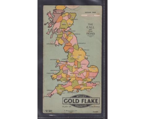 Tobacco Advertising, Wills Gold Flake, Call of the Road, Road Map & Mechanical Mileage Calculator, measures 20 x 11 cm approx