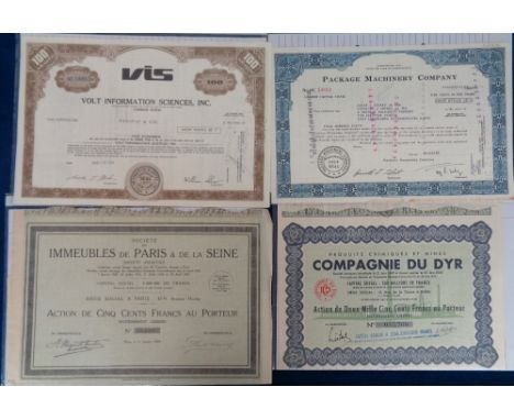 Share Certificates, approx. 60 certificates to include the Russian 5 Per Cent Loan for 1822, Motobecane Workshops, American S