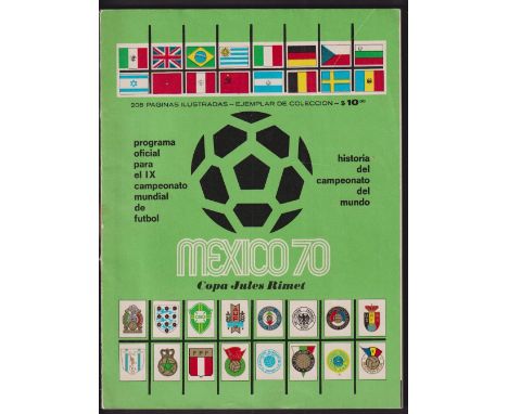 Football programme, World Cup Mexico 1970, Official Green Cover Spanish Language Tournament Brochure (gd, no writing)
