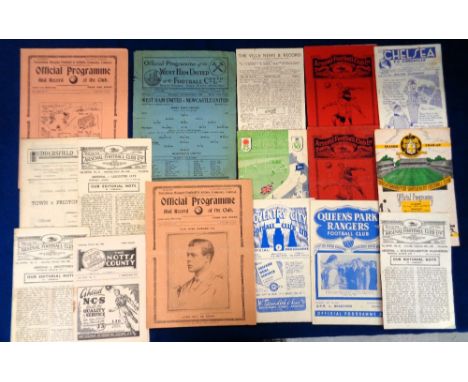 Football programmes, a collection of fifteen 1930/40's issues including Arsenal v Birmingham, 33/34, Notts County v Swindon 4
