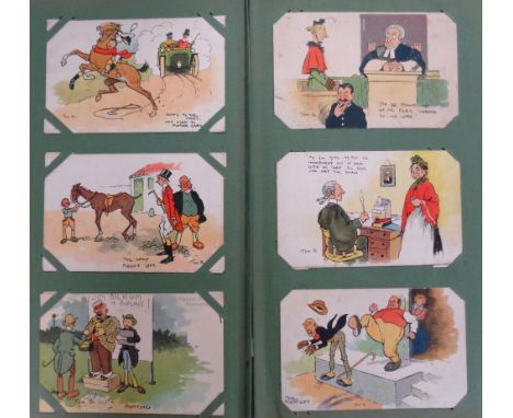 Postcards, Comic, a collection, in vintage album, of approx. 204 comic cards illustrated by Tom Browne, themes include cricke