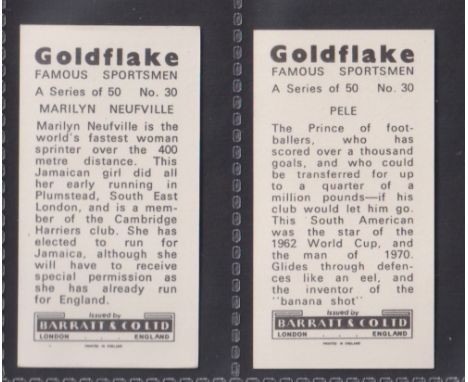 Trade cards, Barratt's, Famous Sportsmen, number 30, two different cards, both numbered 30, Pele & Marilyn Neuville (vg) (2)